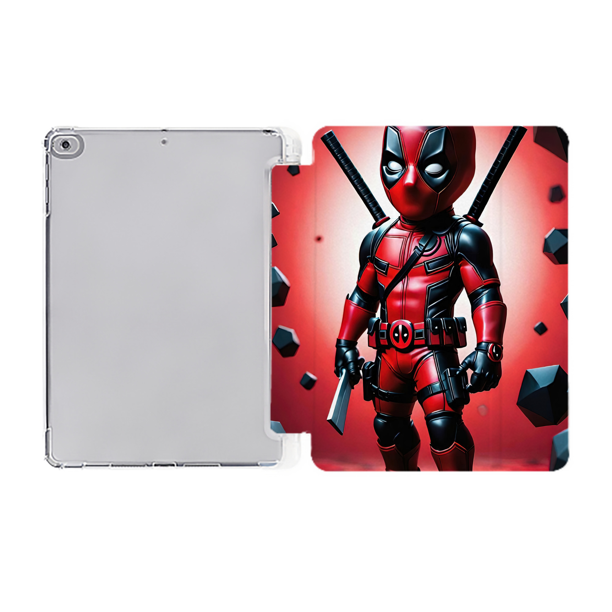 （画像用） Deadpool デッドプール IPad ケース ペン収納付き 三つ折りスタンド PUレザー×シリコン 対応機種9.5/10.5/10.9インチ